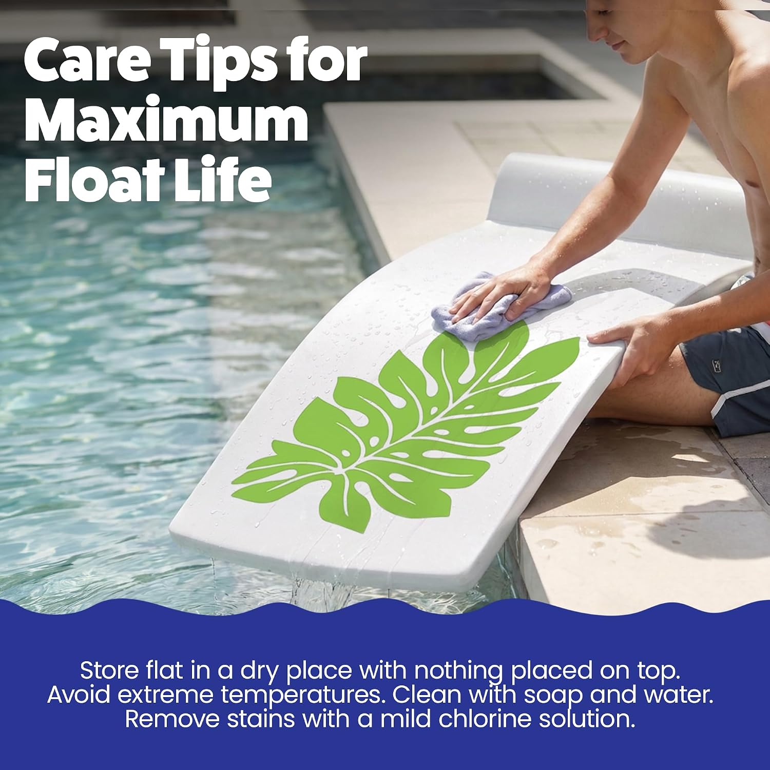 TRC Recreation Sunsation 1.75" Thick Foam Pool Float Lounger w/ Headrest for Lounging & Sunbathing in Swimming Pools, Beaches & Lakes, 70" x 26