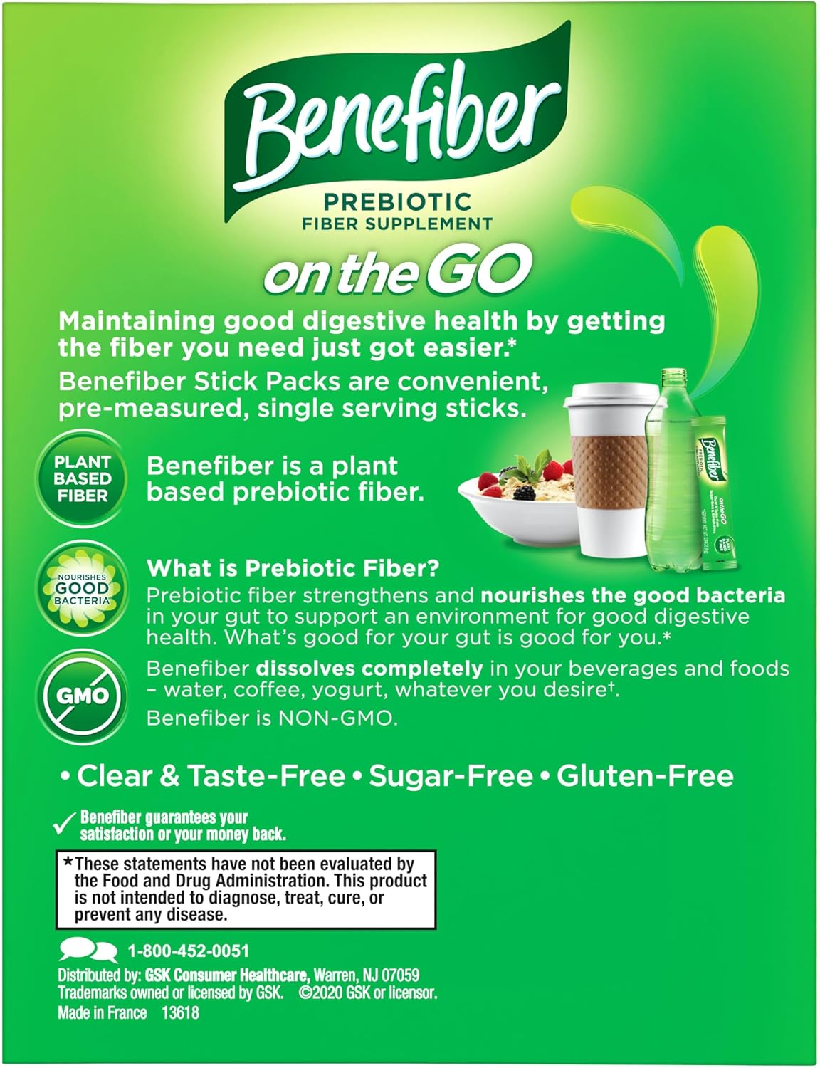 Benefiber Prebiotic Fiber Supplement Powder, Unflavored, 28 Stick Packs | Plant-based Prebiotic Fiber Powder, Sugar-Free, Dissolves Clear and Tasteless, GLP-1 Support for Digestive Health