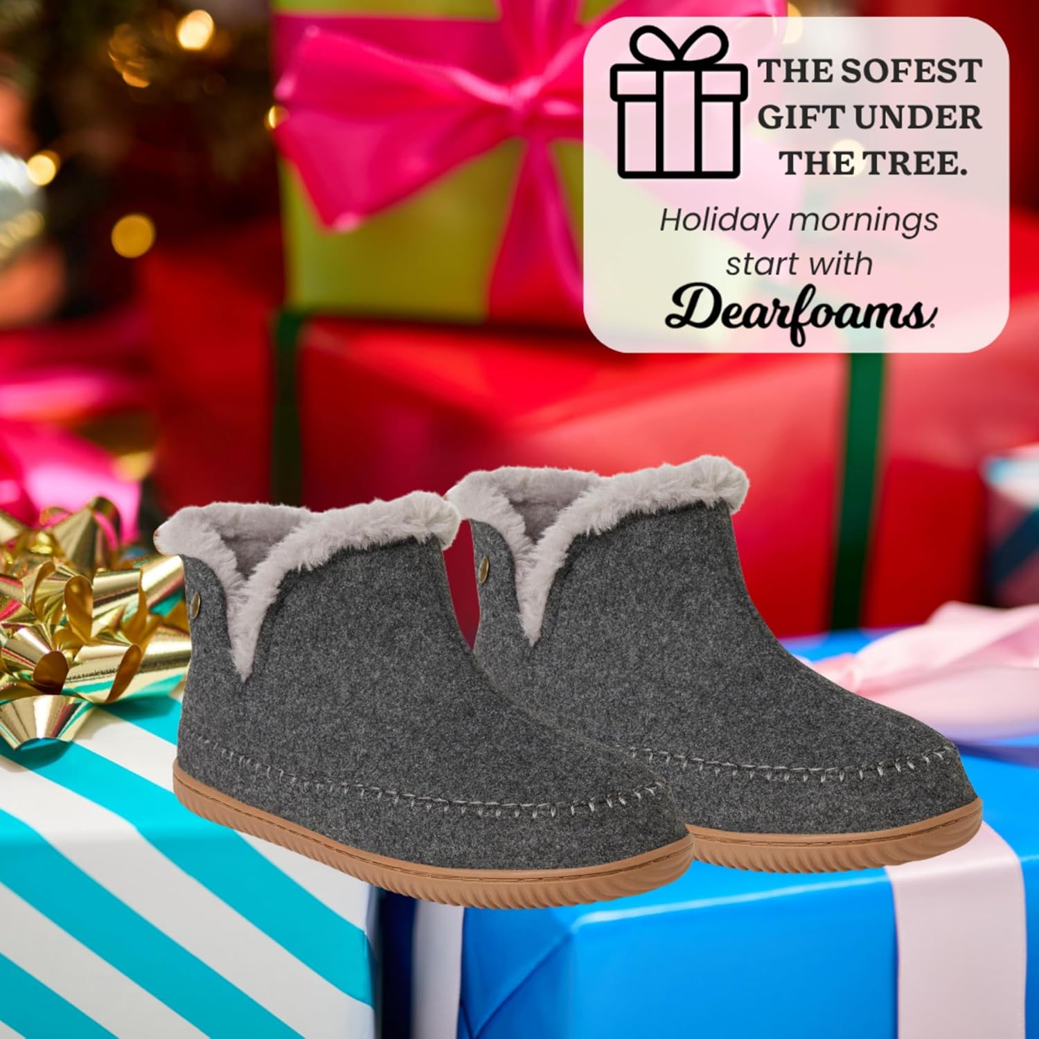 Dearfoams Men's Memory Foam Indoor House Slippers Brixen Ankle Boot House Shoes - Gifts for Men