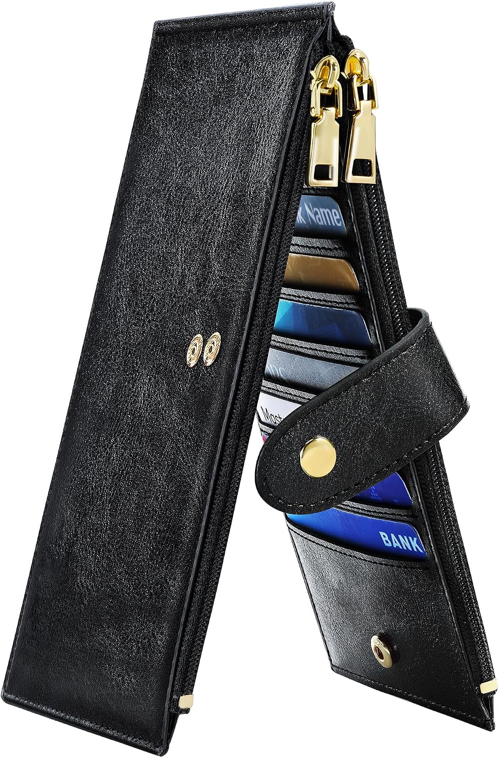 Travelambo RFID Wallet Women Large Size Bifold Multi Card Wallet Case with Zipper Pocke Credit Card Holder for Women