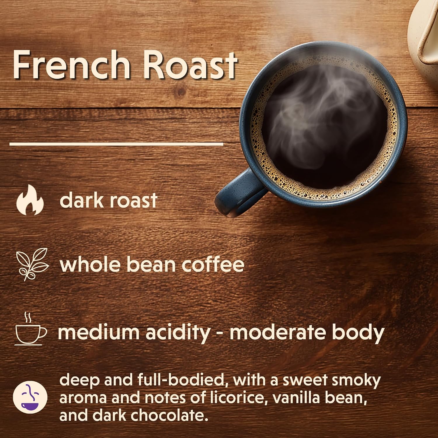 Coffee Bean Direct French Roast, Whole Bean, 5lb Bag | Dark Roast, Bold Blend