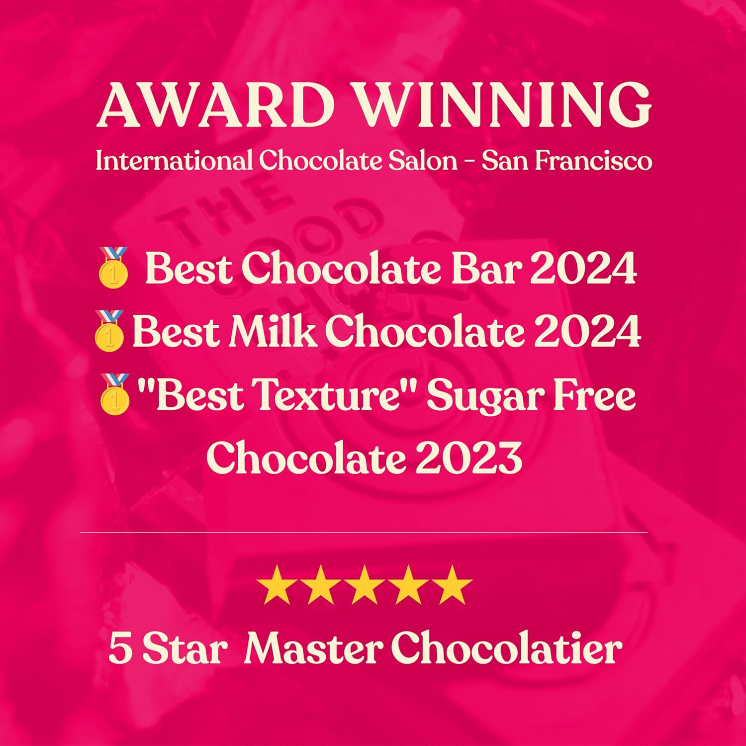 THE GOOD CHOCOLATE – Dark Chocolate Bars with Zero Sugar & Lower Net Carbs – Keto Chocolate Bar with Lower Calories, All Natural and Non-GMO Keto Snacks, 2.5 oz (6 Bars Value Pack)