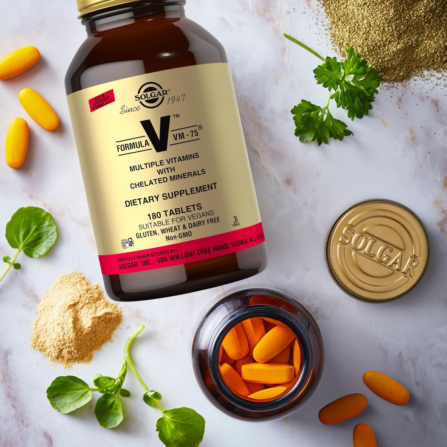 Solgar Formula VM-75, 90 Tablets - Vitamin A, B6, B12, C, D, E, Vegan | Multivitamin with Chelated Minerals - Biotin, Magnesium, Calcium, Iron, Zinc, Gluten Free, Dairy Free, Kosher - 90 Servings