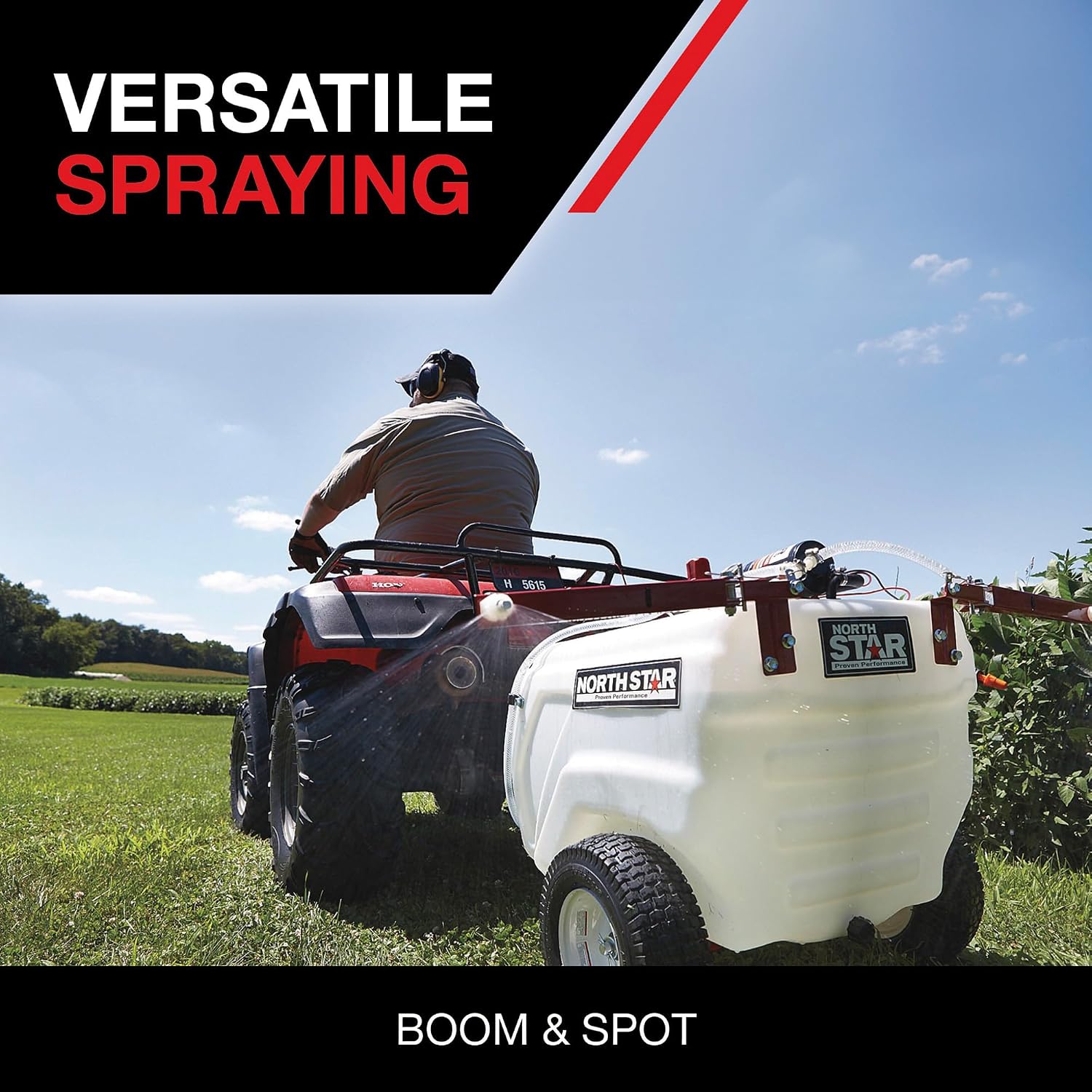 NorthStar 31-Gallon Tow-Behind Boom/Spot Sprayer, 2.2 GPM, 12V, 70 PSI | NSQ on-demand pump, Spring-loaded breakaway boom, Wide-area coverage