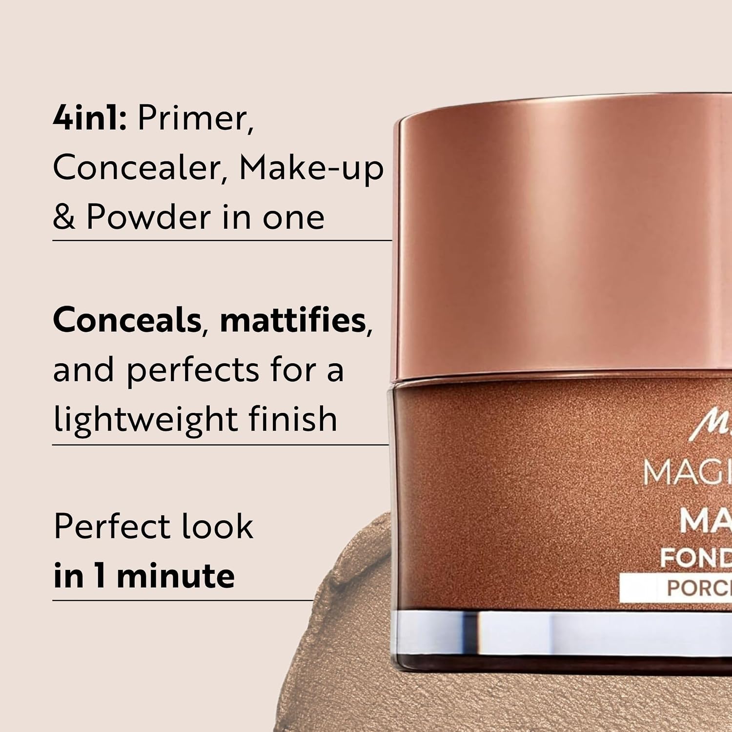 M. Asam Magic Finish Make-up Mousse (1.01 Fl Oz) | 4in1 Primer, Foundation, Concealer & Powder With Buildable Coverage, Hides Redness And Dark Spots, Light To Medium Skin