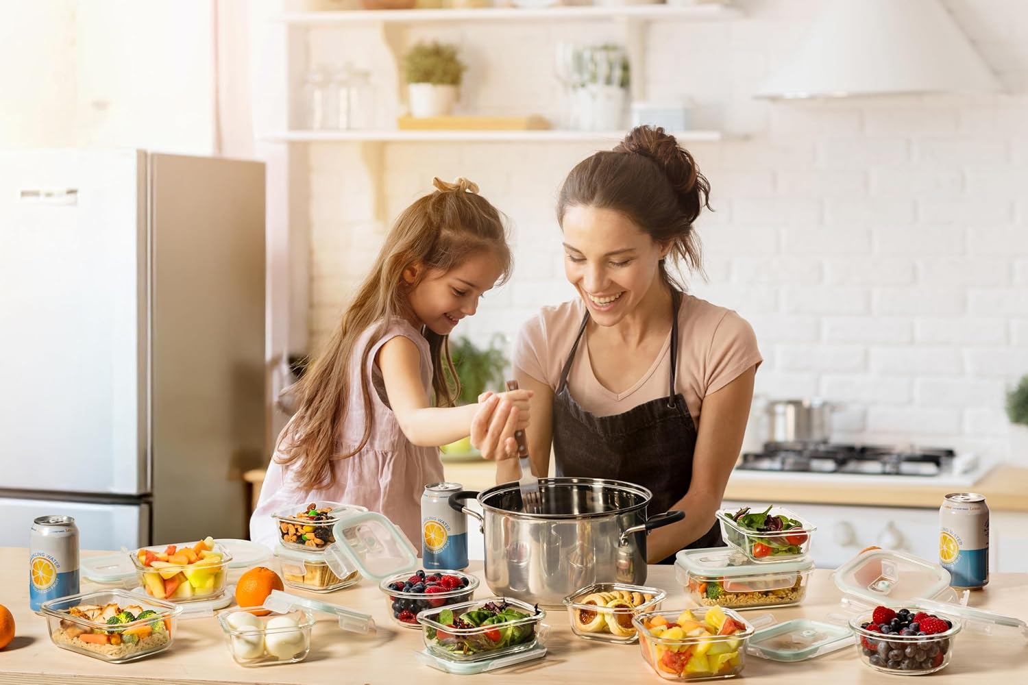 Razab 24 Pc Airtight Glass Food Storage Containers - Glass Meal Prep Containers - Freezer to Oven Safe - Steam Release Valve BPA Free - Airtight