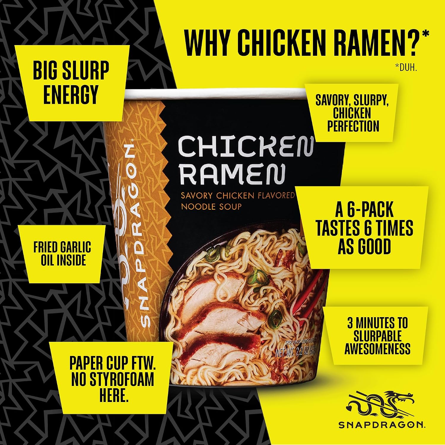Snapdragon Miso Ramen Cup Noodles - 6 Pack Instant Ramen Bowl with Authentic Wheat Noodles, Soup Sauce Base
