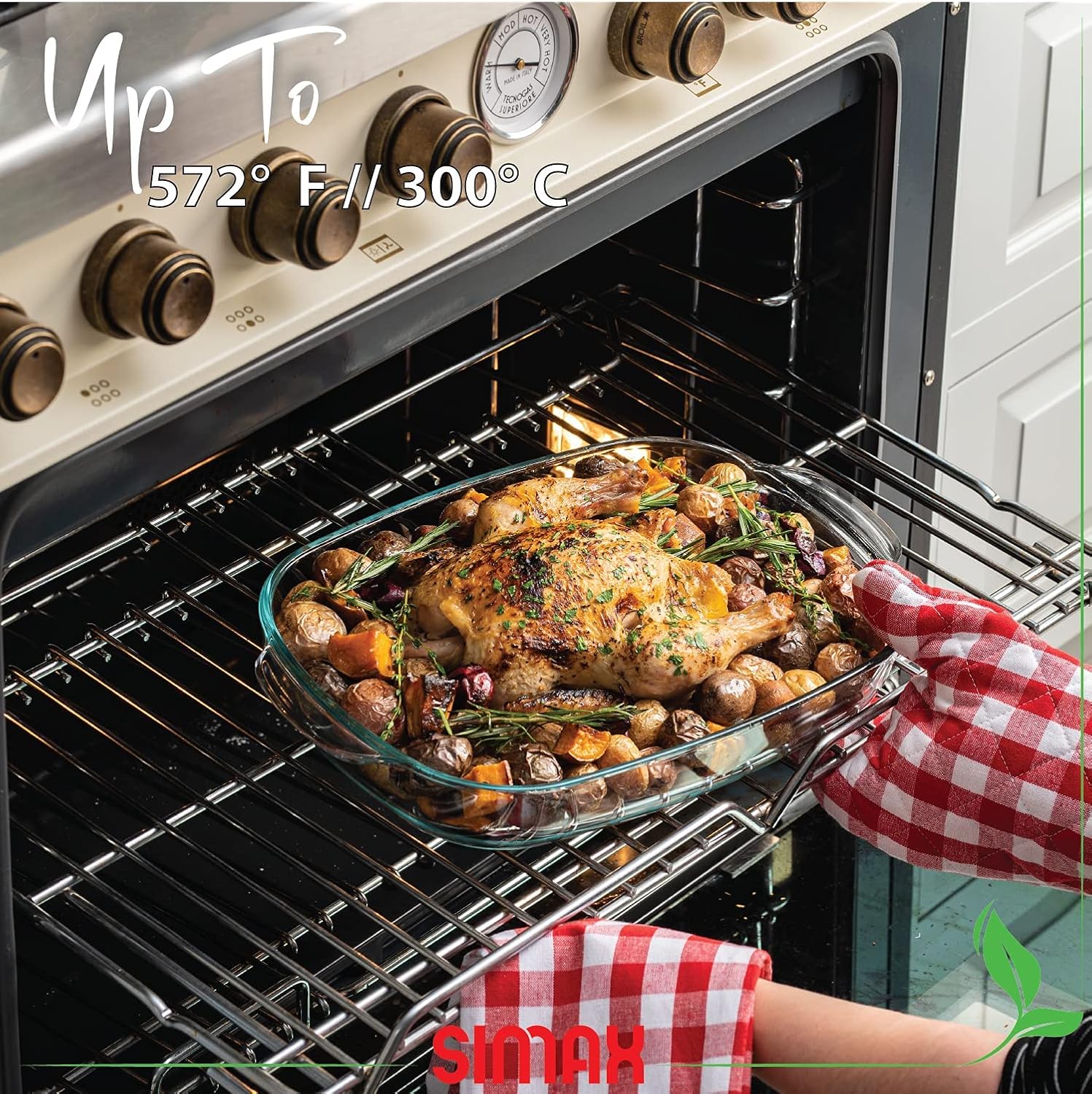 Simax Roaster Dish With High Lid Set, 8 Quart Glass Baking Dish