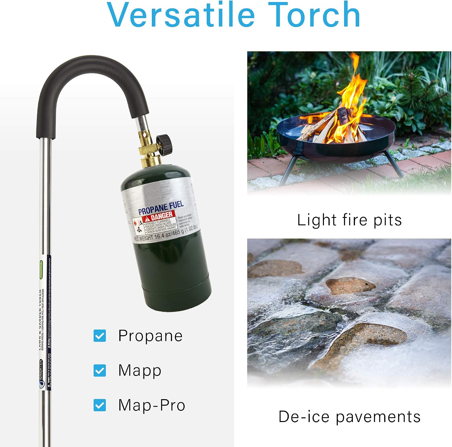 IGNIGHTER Weed Burner Torch – Use with Propane and MAPP Gas – with Built-in Piezo Igniter and Flame Control Valve – 35 Inches Long.