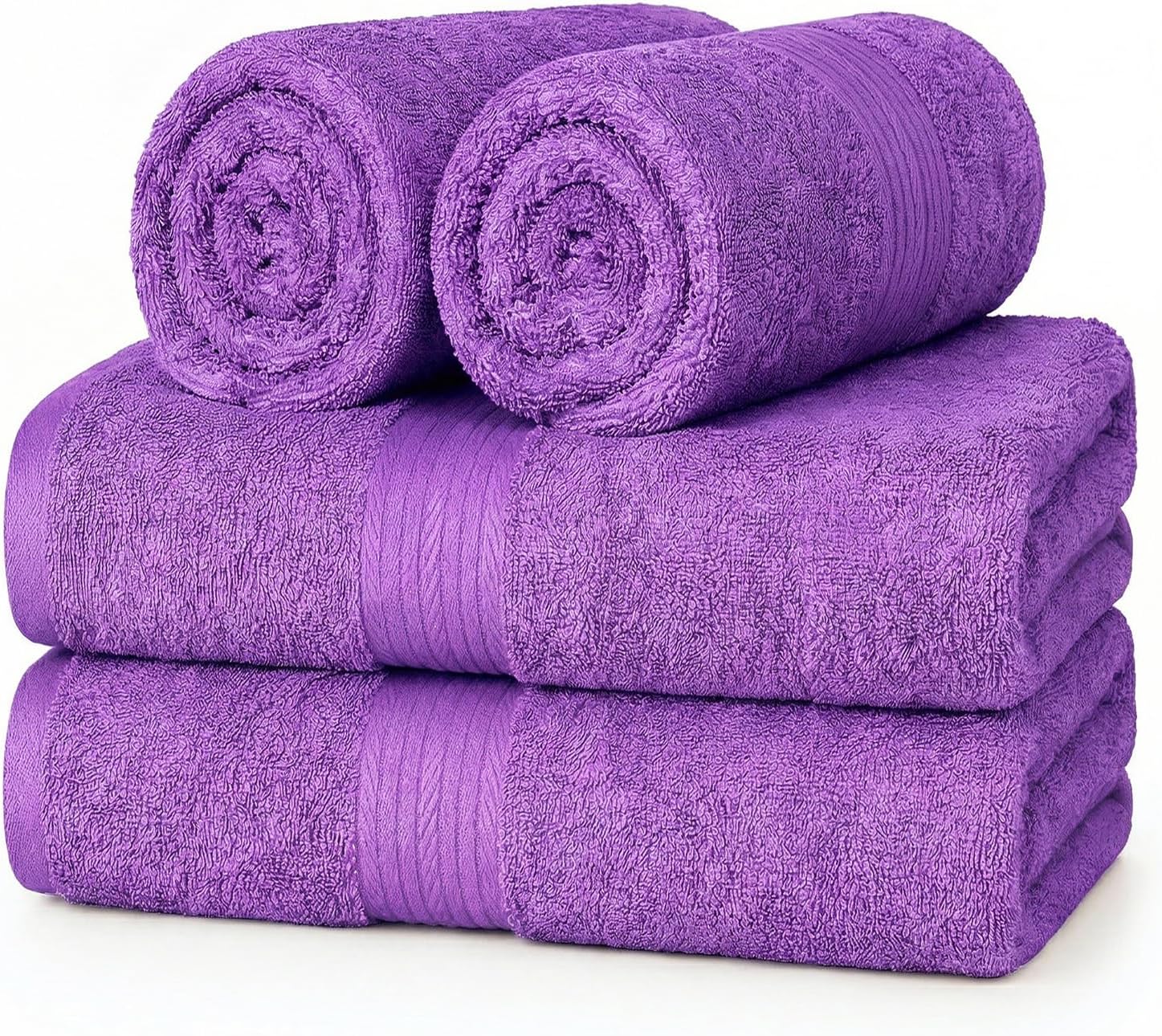 Ample Decor 100% Cotton Hand Towels 18x28 Inches, 600 GSM, Soft & Absorbent, Set of 12, Purple
