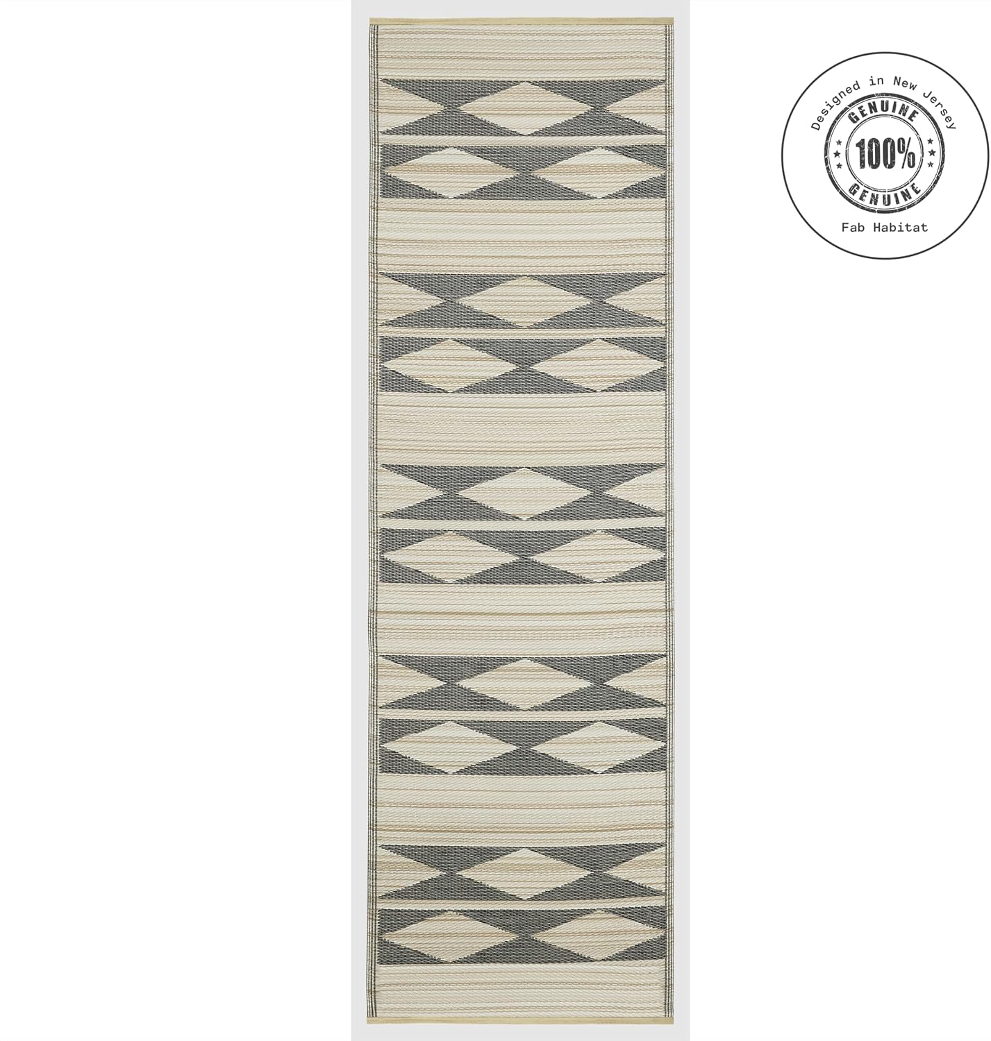 Fab Habitat Outdoor Rug - Waterproof, Fade Resistant, Crease-Free - Premium Recycled Plastic - Geo Tribal - Porch, Deck, Balcony, Mudroom