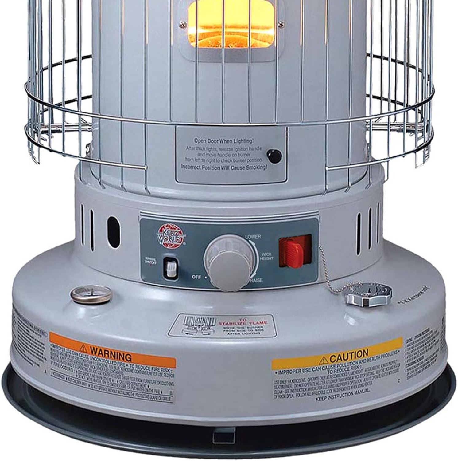 Comfort Glow Indoor Kerosene Convection Heater, 23, 800 BTUs, Grey - KW-24J | Heater for Winter Emergencies, 360 Degree Heating Radius, Heats up to 1