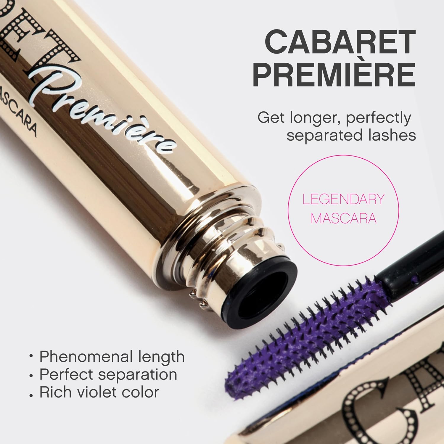 Vivienne Sabó Cabaret Premiere Black Mascara, Volume and Length, Defining, Curling, No Flaking, No Clumping, Smudge Proof, Washable, Cruelty-Free, Made in Europe, (01 Black), 0.3 Fl Oz, 1 Pack