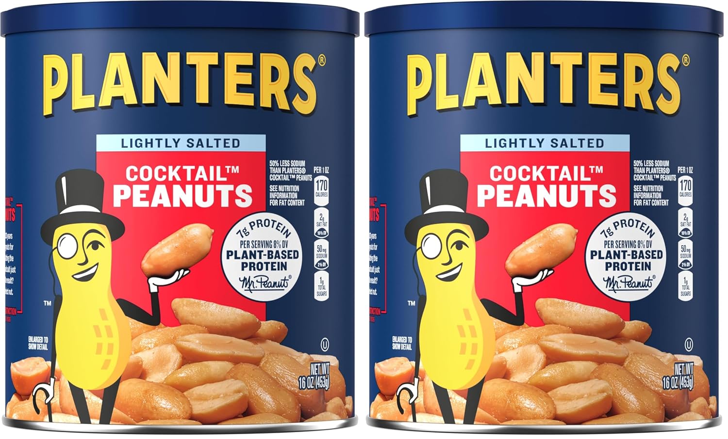 PLANTERS Salted Peanuts, Party Snacks, 16 Oz (1 Ct) | Dry Roasted Salted Peanuts. 0g Trans Fat. Resealable Jar. Snacks for Adults. Party Mix, Flavored Nuts