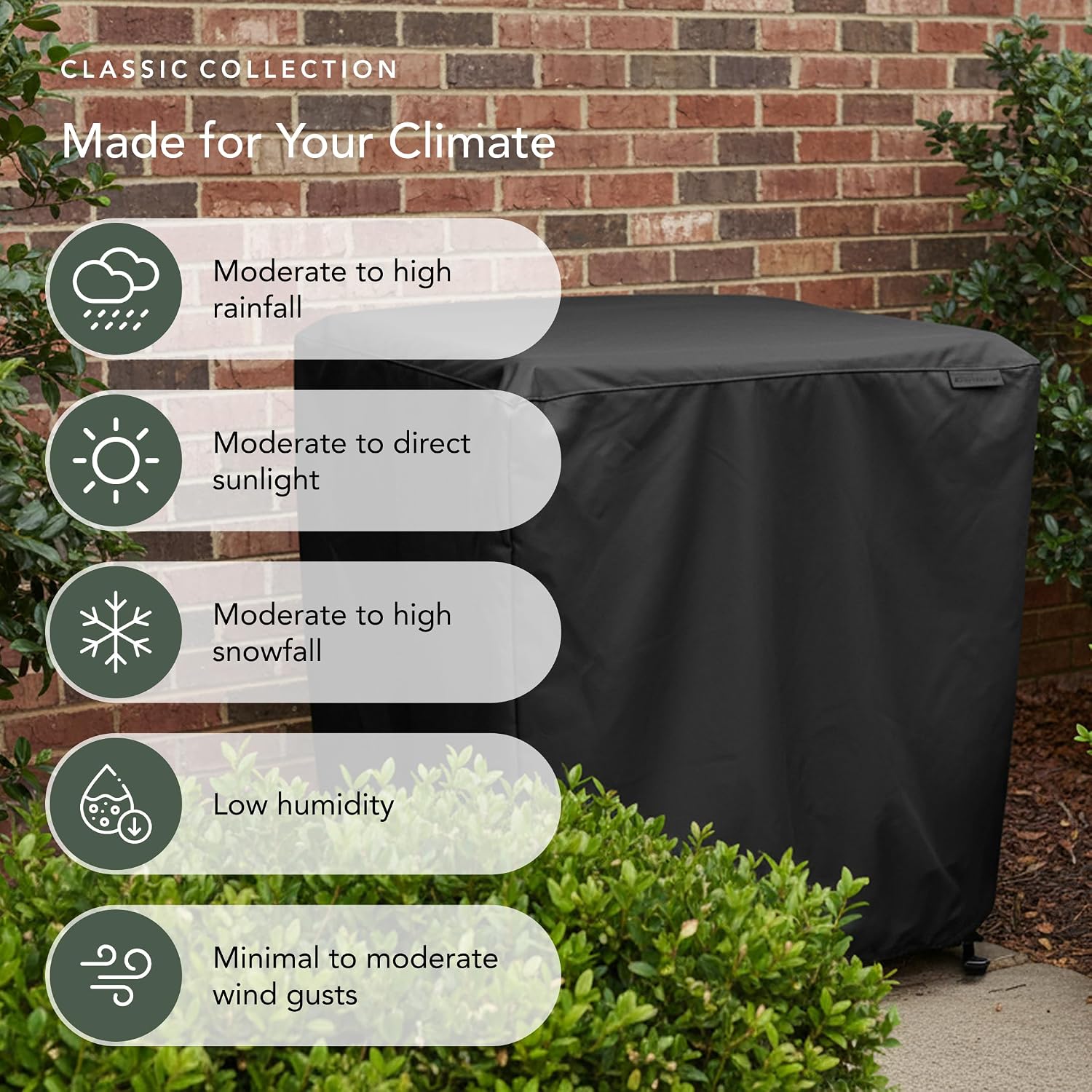 Covermates Classic Heavy-Duty Air Conditioner Cover - Durable All-Weather Protection for Outdoor Central AC Units - Water-Resistant 12-Gauge Vinyl Shell, 26W x 26D x 32H, Green