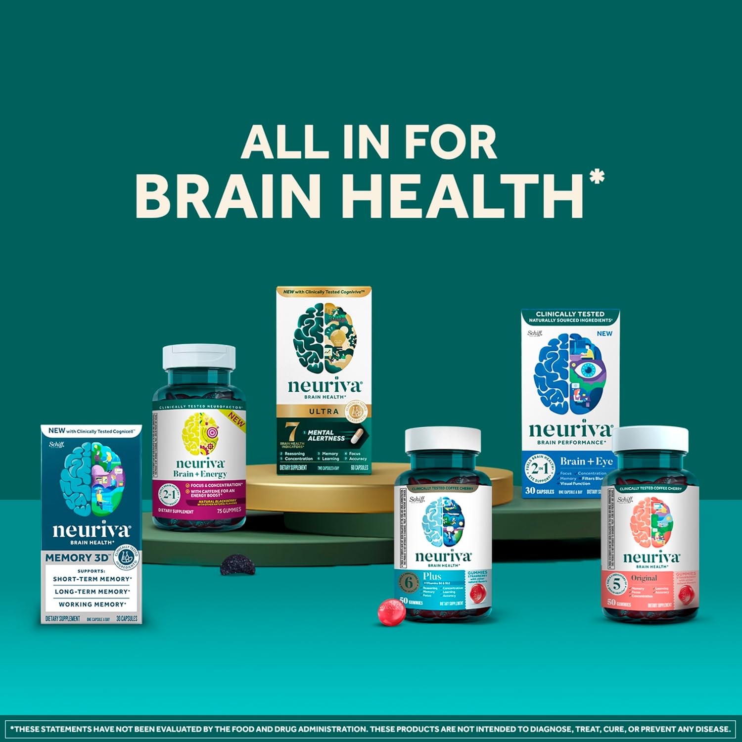 NEURIVA Plus Brain Supplements for Memory and Focus, Clinically Tested Nootropics Neurofactor and Phosphatidylserine with Vitamin B12, Vitamin B6