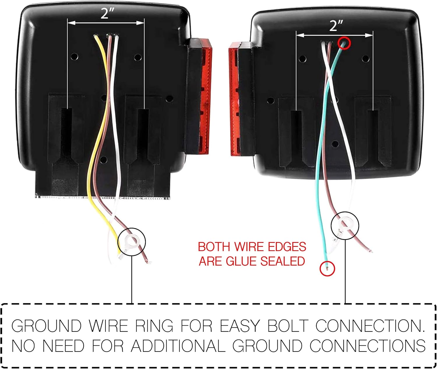 MAXXHAUL 50343 12V LED Submersible Left and Right Trailer Lights for Trailers Less than 80" Wide