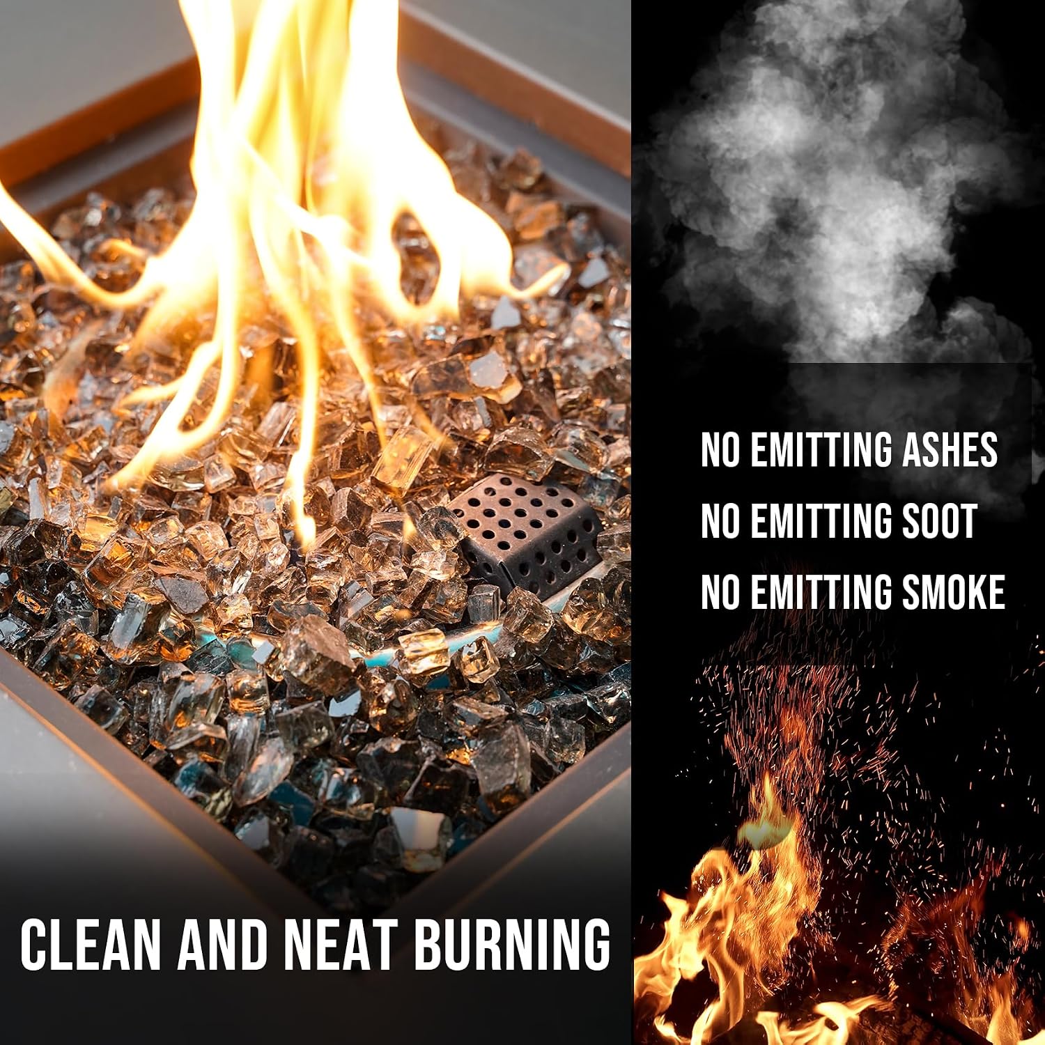 Skyflame 1/4" Pacific Blue Regular Fire Glass for Fire Pit Fireplace