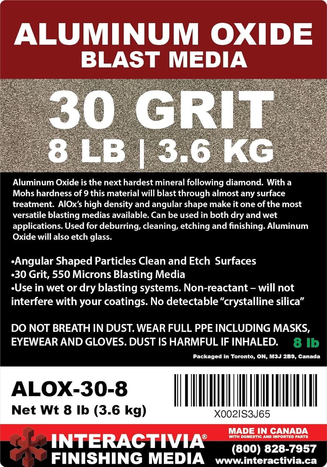 #80 Aluminum Oxide - 8 LBS - Medium Sand Blasting Abrasive Media for Blasting Cabinet and Blasting Guns.
