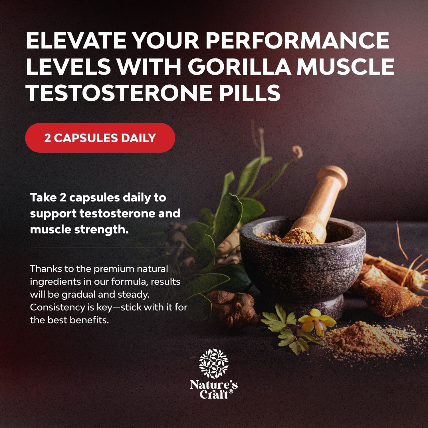 Testosterone Booster for Men with Horny Goat Weed & Maca - 60 Count