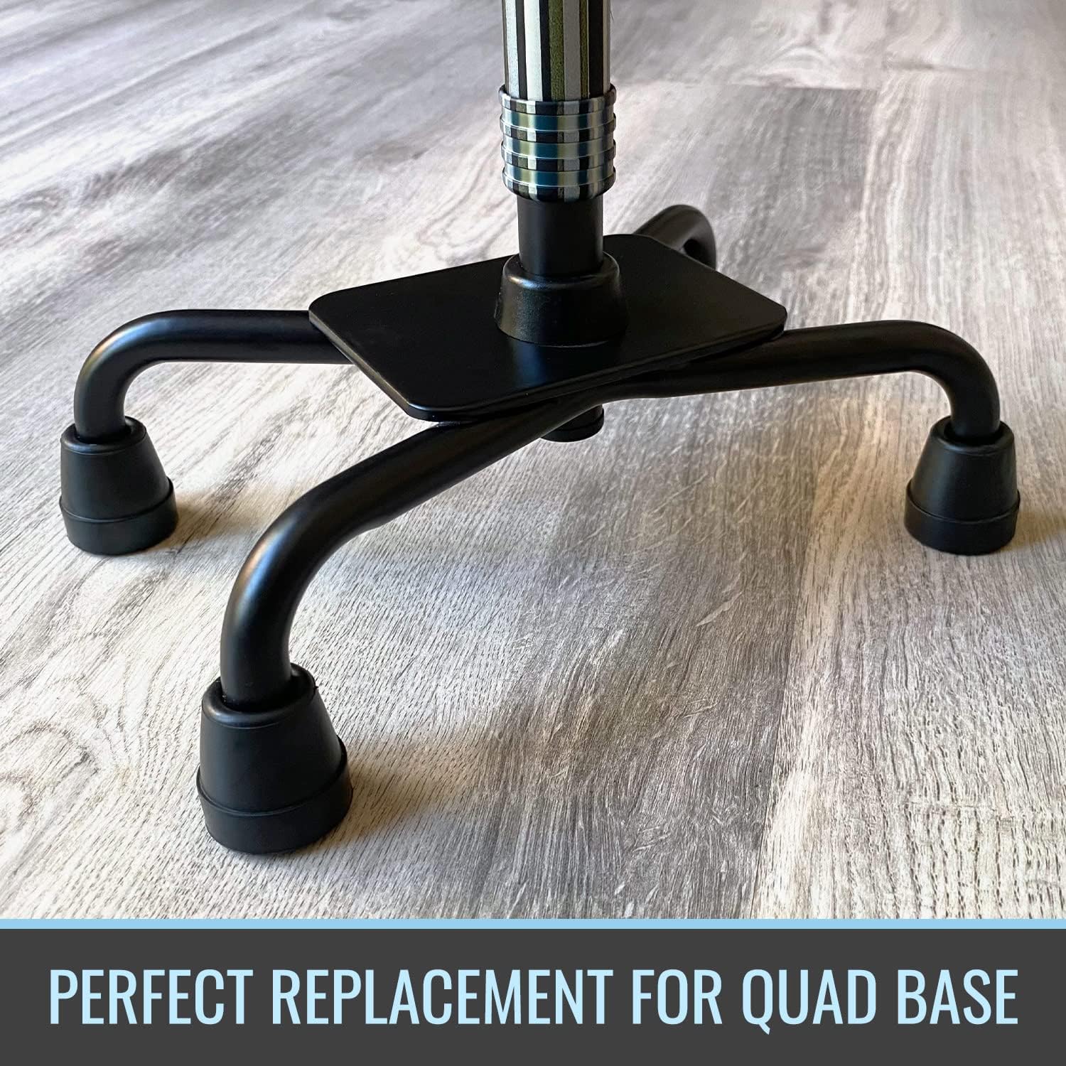 DMI Durable Replacement Quad Cane Tips, Extra Stability, No-Slip Grip, 1/2 Inch, FSA and HSA Eligible, (Pack of 4)