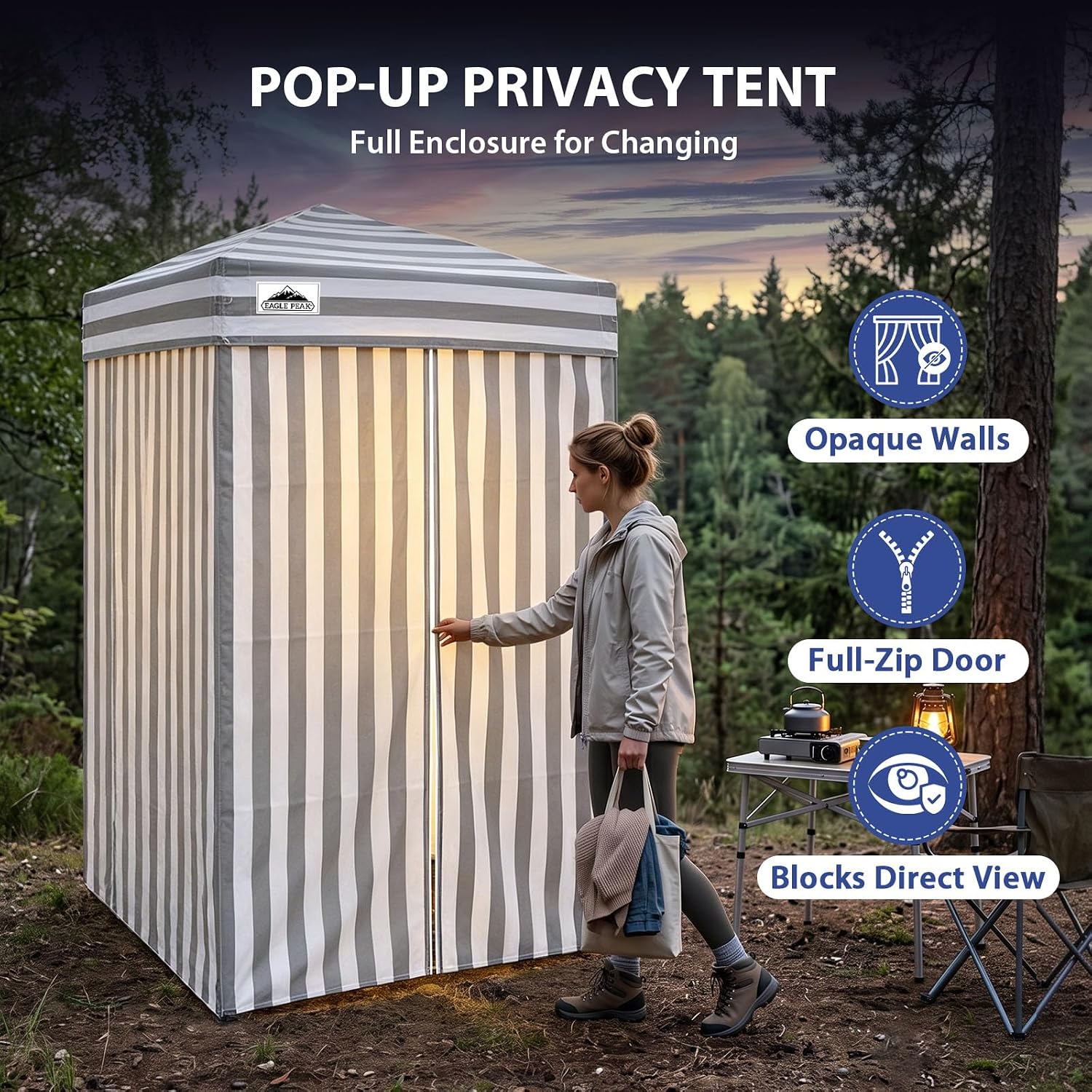 EAGLE PEAK 4x4 Pop Up Changing Tent, Outdoor Changing Room, Gray/White
