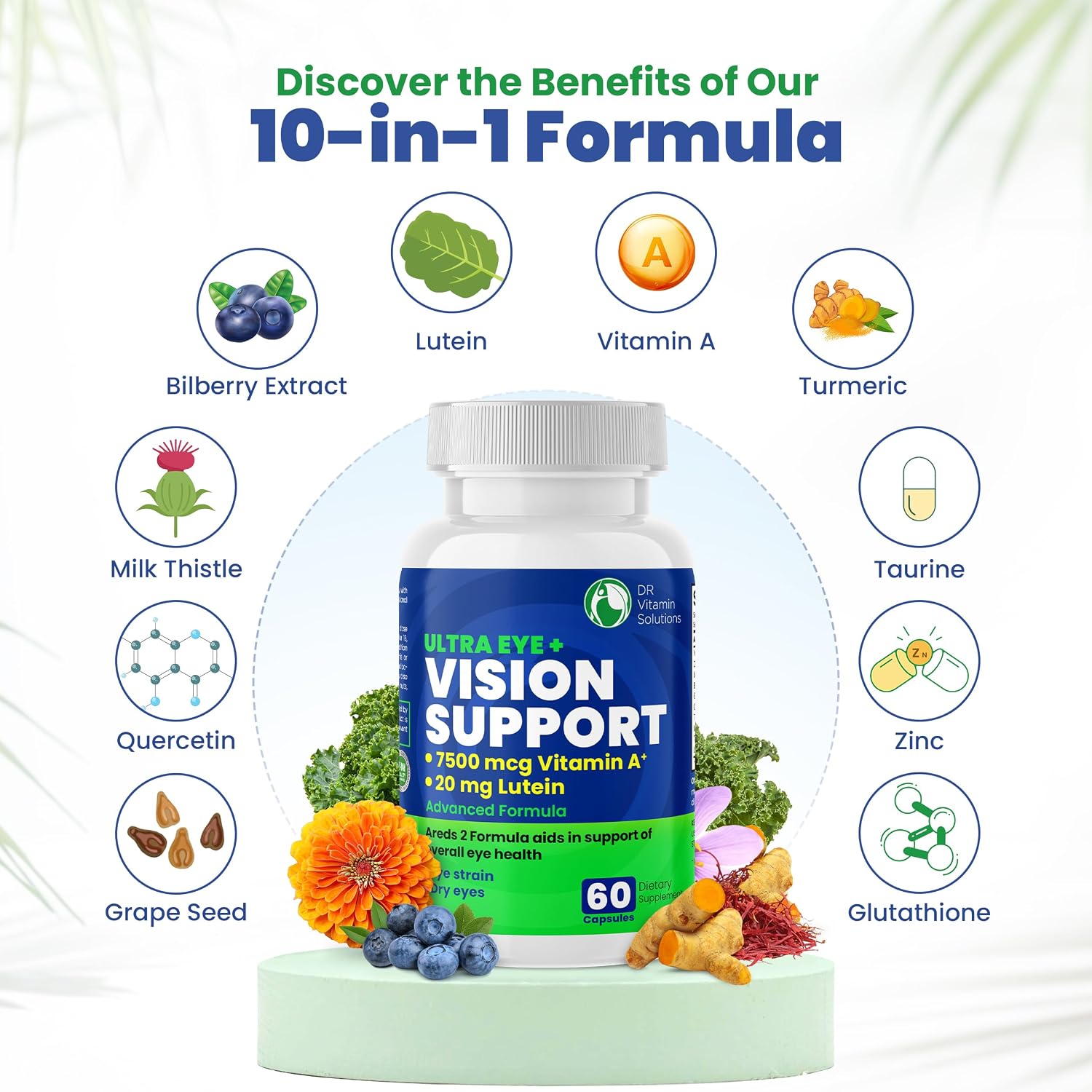 AREDS 2 Eye Vitamins - Lutein and Zeaxanthin for Macular Health, Bilberry