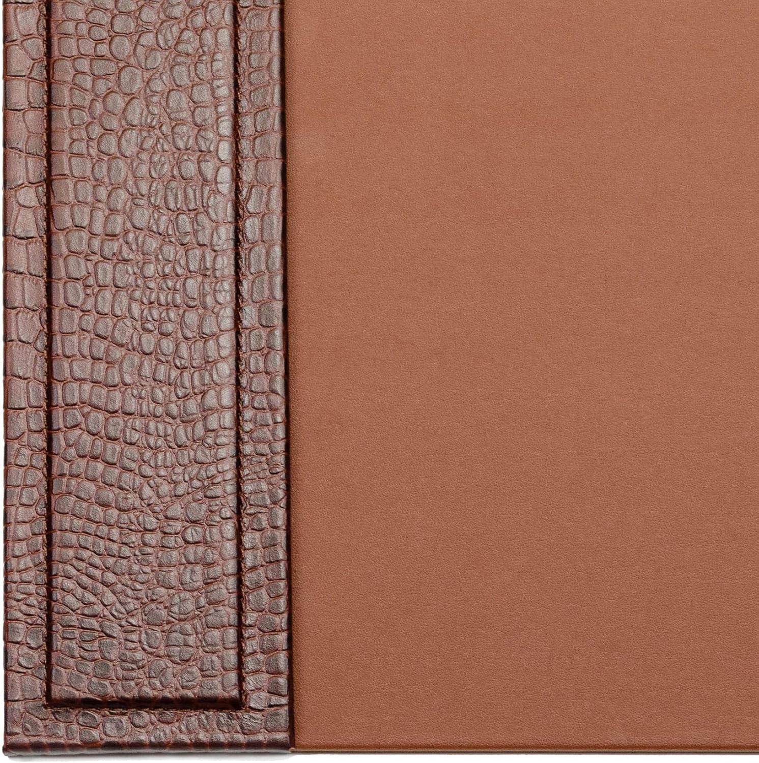 DACASSO Crocodile Embossed Leather Desk Pad with Side Rails - Luxury Leather Desk Blotter for Writing - Padded Executive Desk Surface Protector