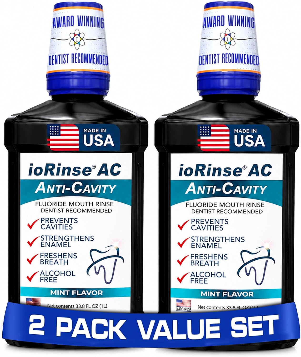 ioRinse RTU Halitosis Mouthwash, Molecular Iodine Oral Rinse, Soft Mint, 1L