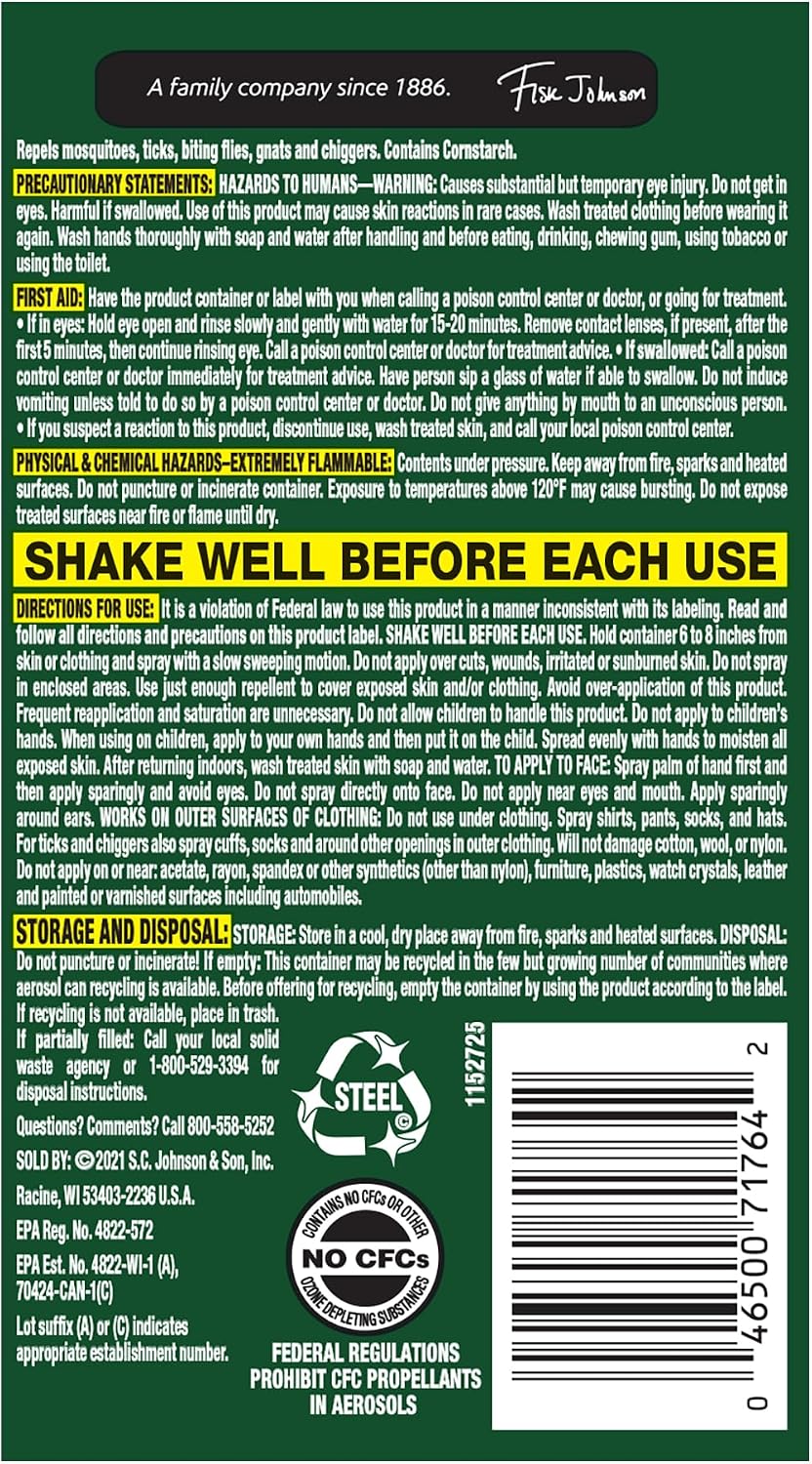 OFF! Deep Woods Insect Repellent Aerosol, Dry, Non-Greasy Formula, Bug Spray with Long Lasting Protection from Mosquitoes and Ticks, 4 Oz, (Pack of 2)