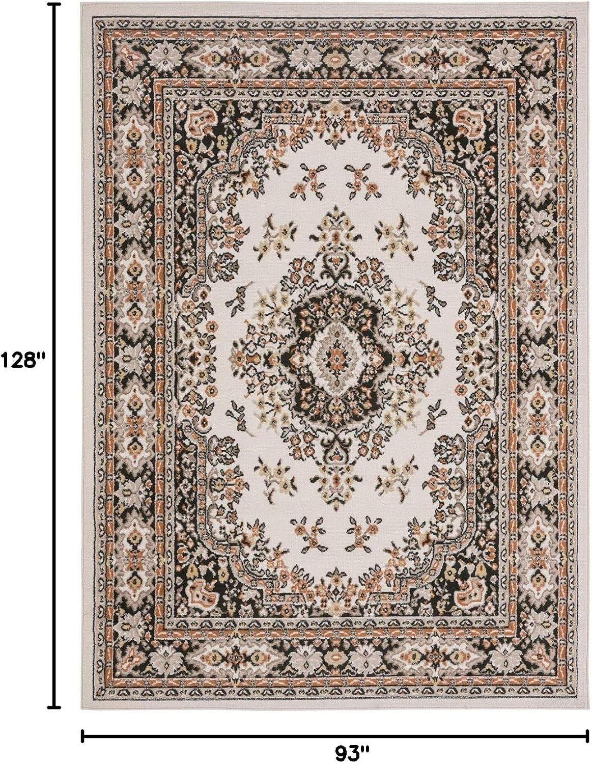 Home Dynamix Premium Sakarya Traditional Medallion Border Area Rug, Ivory/Brown, 7'9"x10'8" Rectangle