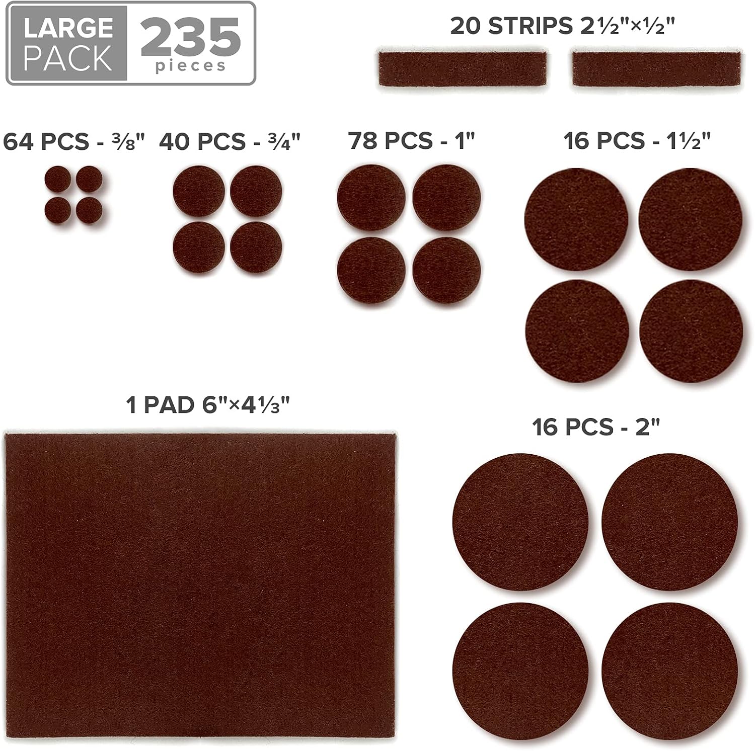 Felt Furniture Pads X-PROTECTOR 133 PCS Premium Furniture Pads - Felt Pads | Furniture Feet Wood Floor Protectors - Protect Your Hardwood & Laminate Flooring! Brown and Beige