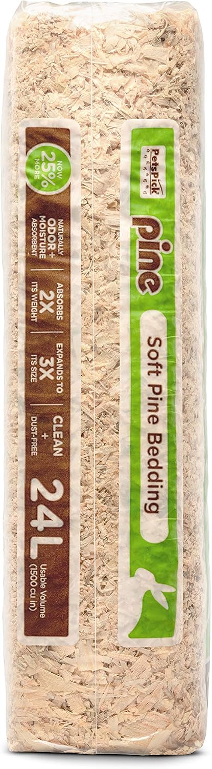 PETSPICK Pine Wood Bedding for Small Pets, Cages and Animal Habitats, 141 L | Pine bedding is sized for small pets and animal habitats; 141 L package supports cage and enclosure maintenance.