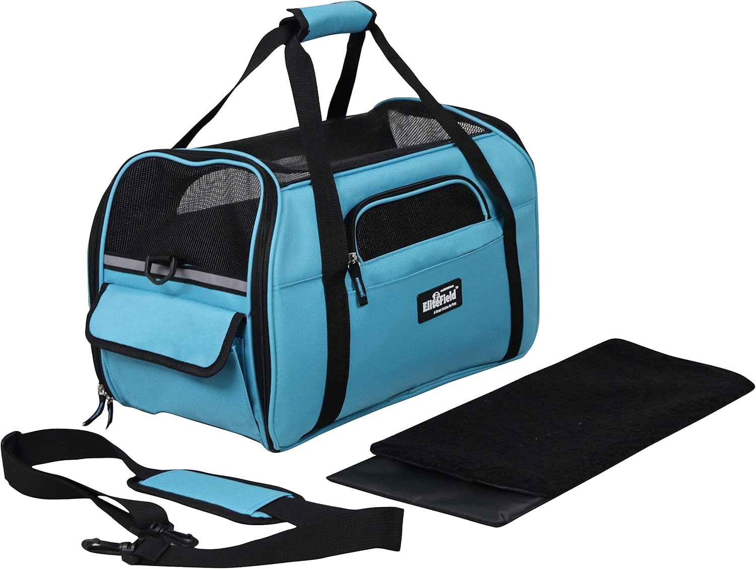 EliteField Soft-Sided Pet Carrier for Cats & Small Dogs (3-Year Warranty) | Airline Approved, Removable Bed & Cover, Built-In Leash, Luggage Sleeve, Seat Belt Loop, Waterproof, Durable, Foldable