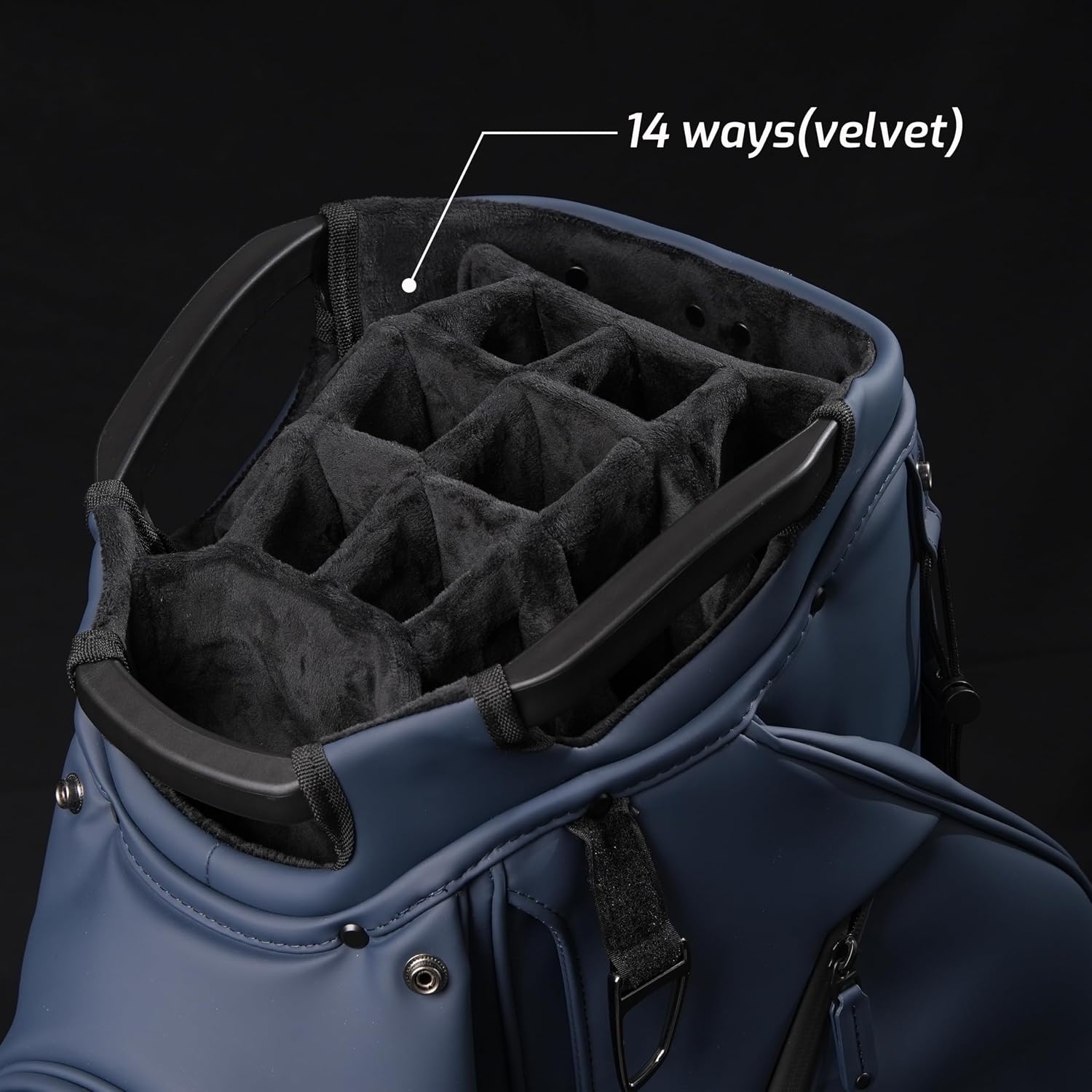 14-Way Full Length Dividers Golf Cart Bag - Waterproof Synthetic Leather Golf Bag with 15 Pockets, Durable Golf Club Bag for Men & Women, Available in Black, Blue, Gray