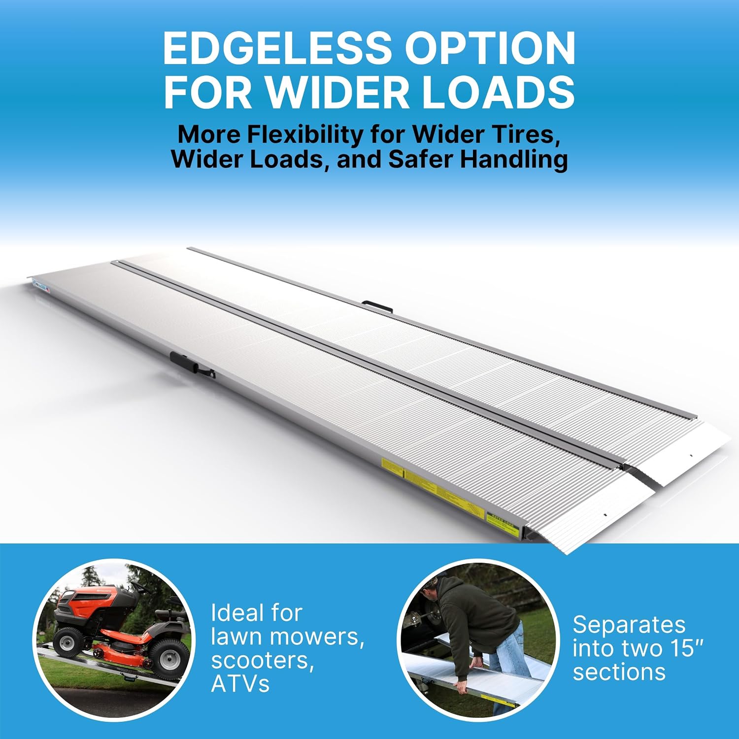 EZ-ACCESS TRAVERSE Aluminum Singlefold Folding Ramp, Portable Loading Ramps for Wheelchairs, Motorcycles, Lawn Tractors & ATVs, Heavy Duty Aluminum Folding Ramps with Carrying Handles (Silver, 4 Foot)