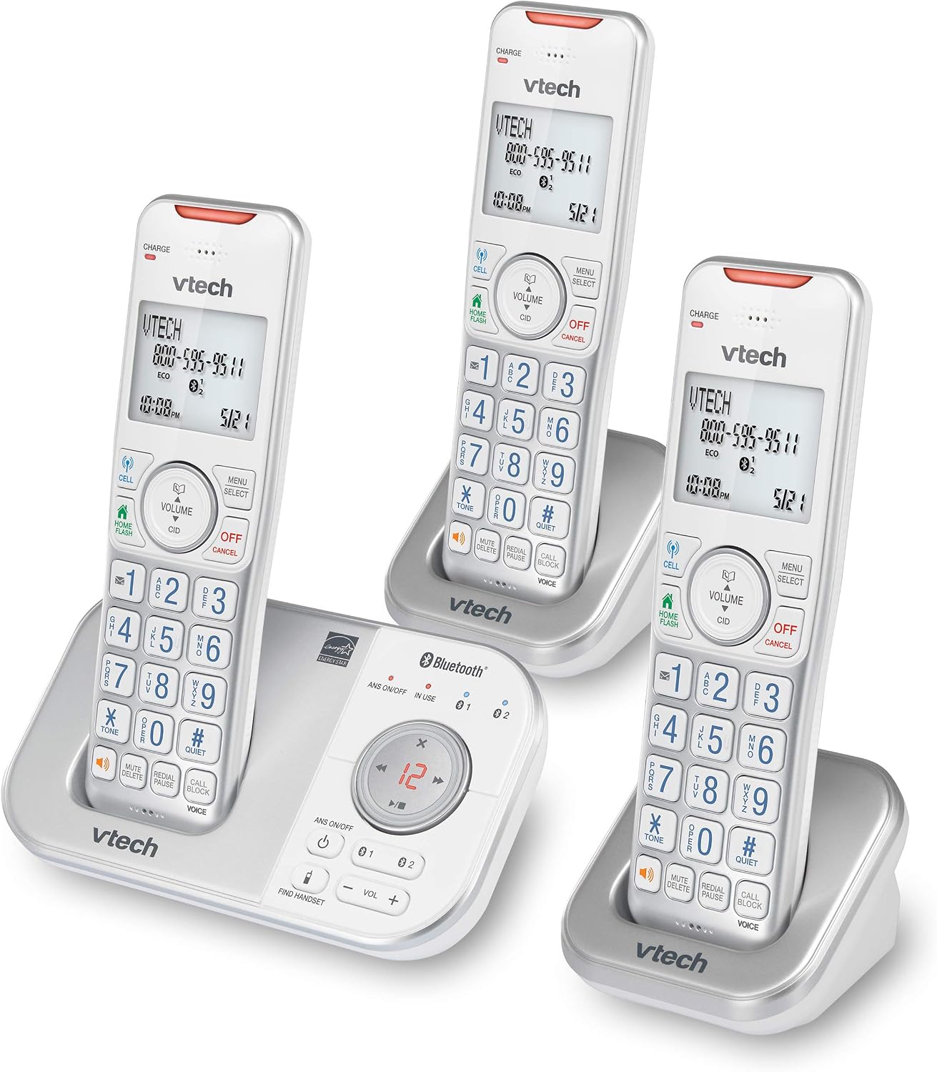 VTech VS112-27 2 Handset Cordless Phone with Answering Machine, Call Blocking, Caller ID, Intercom and Connect to Cell