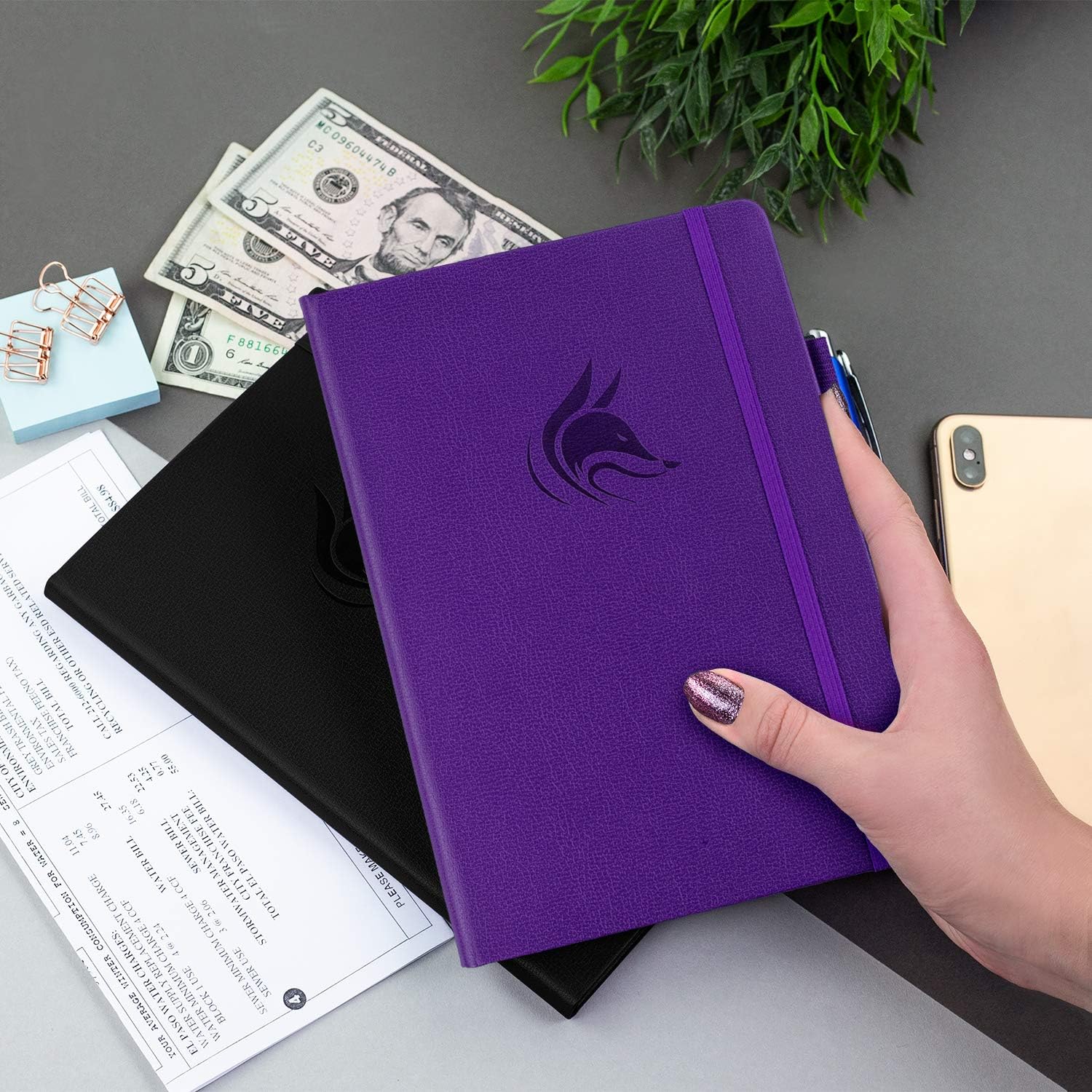Clever Fox Check Register Book, Checkbook Ledger, 5.8x8.3 Purple