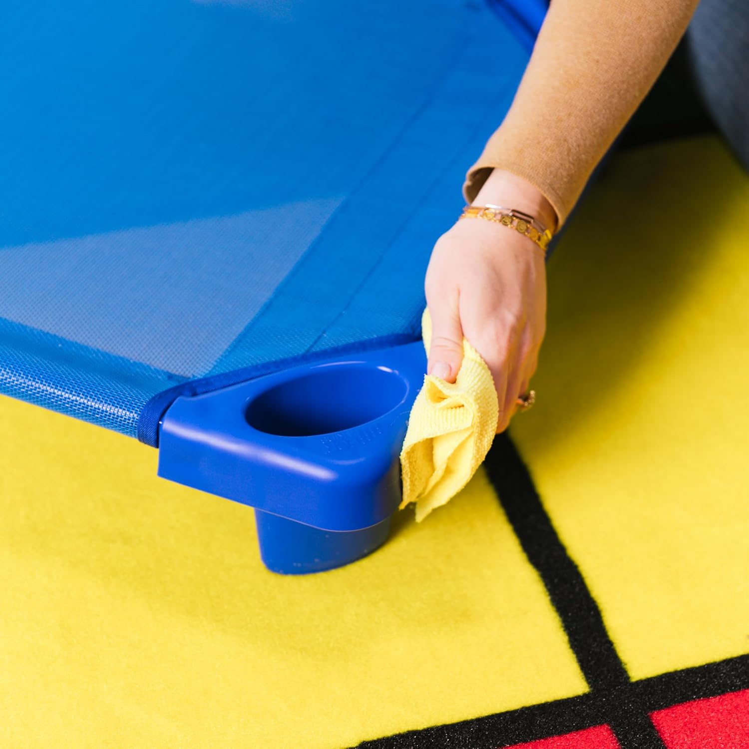 ECR4Kids Stackable Kiddie Cot, Ready-To-Assemble, Toddler Size, Classroom Furniture, Blue, 6-Pack | Breathable mesh, GREENGUARD Gold Certified
