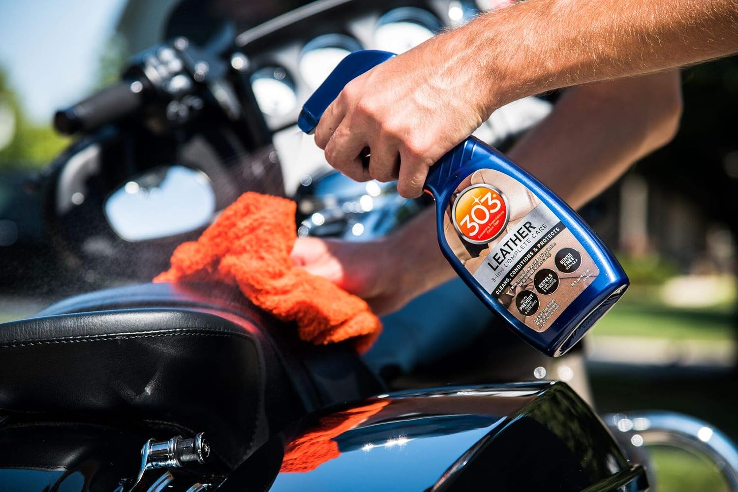 303 Products Leather 3-In-1 Complete Care - Cleans, Conditions, & Protects - Helps Prevent Fading & Cracking - Rinse Free Formula - Repels Dust, Lint, & Staining, 16 fl. oz. (30218CSR) Packaging May Vary