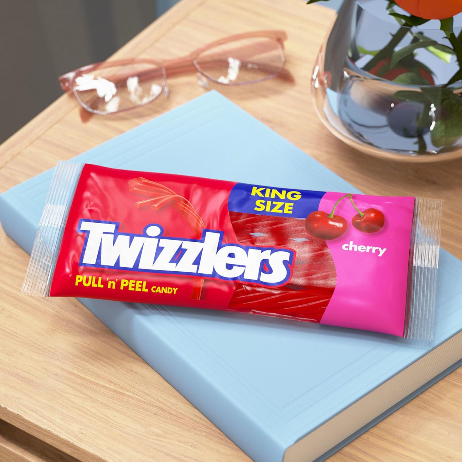 Twizzlers, Pull 'N' Peel Cherry Flavored Licorice Style, Chewy Candy Bag, 14 Ounce