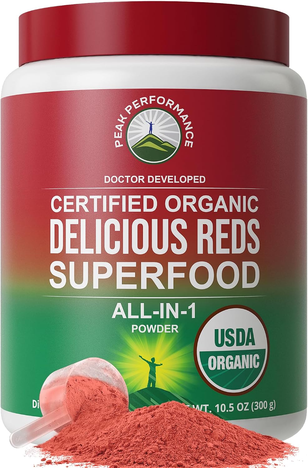 Peak Performance Organic Reds Superfood Powder, Best Tasting Red Juice | Super Food w/ 25+ All Natural Ingredients & Polyphenols
