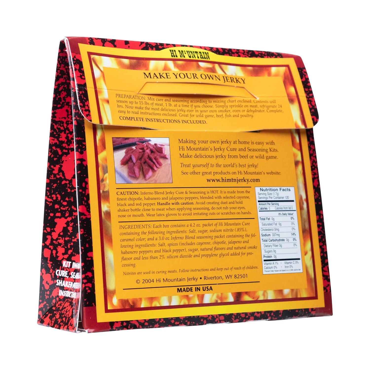 Hi Mountain INFERNO BLEND Jerky Seasoning and Cure Kit | Beef & Venison | Extreme spicy heat, perfect jerky seasoning for deer, elk