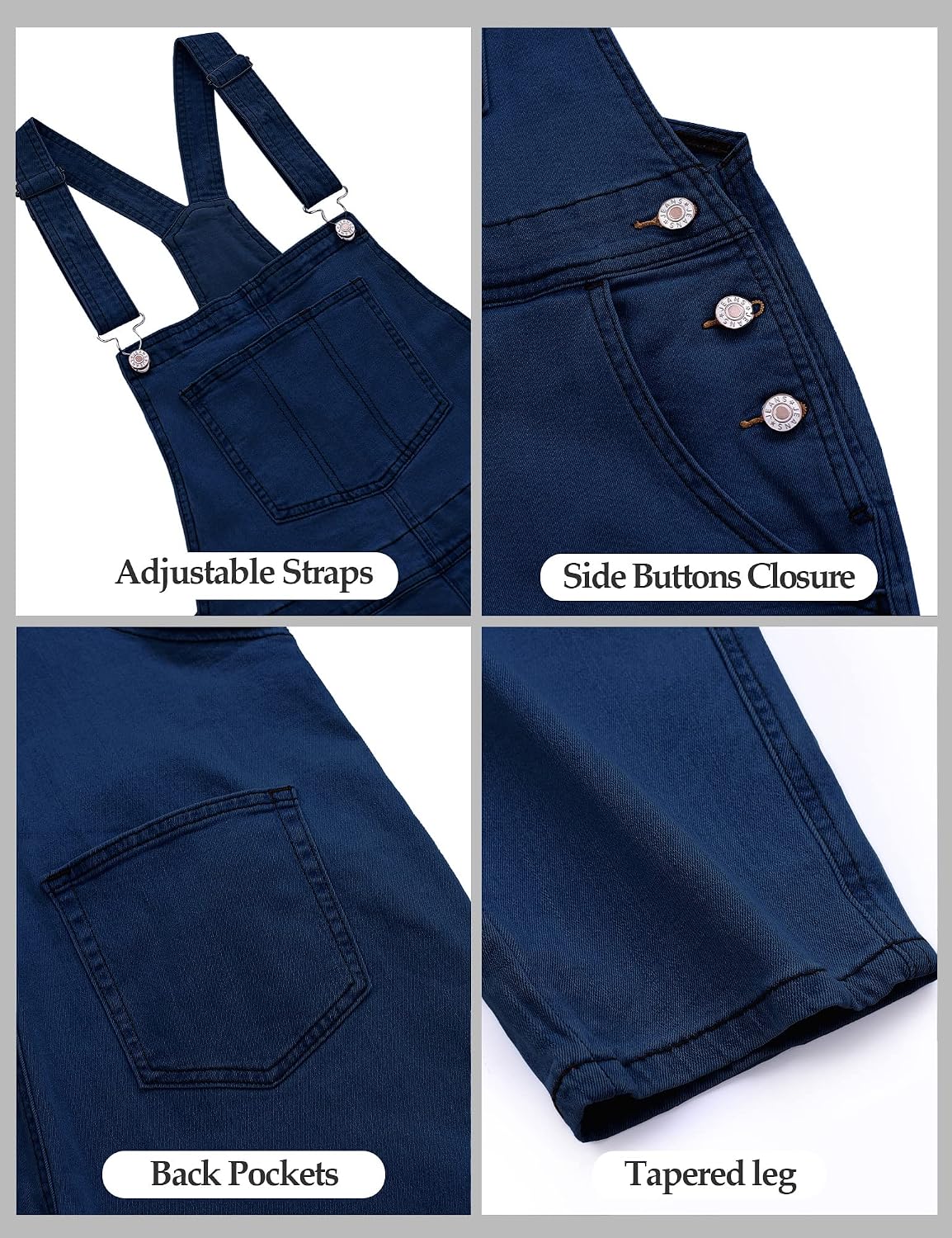 luvamia Women's Casual Stretch Adjustable Denim Bib Overalls Jeans Pants Jumpsuits