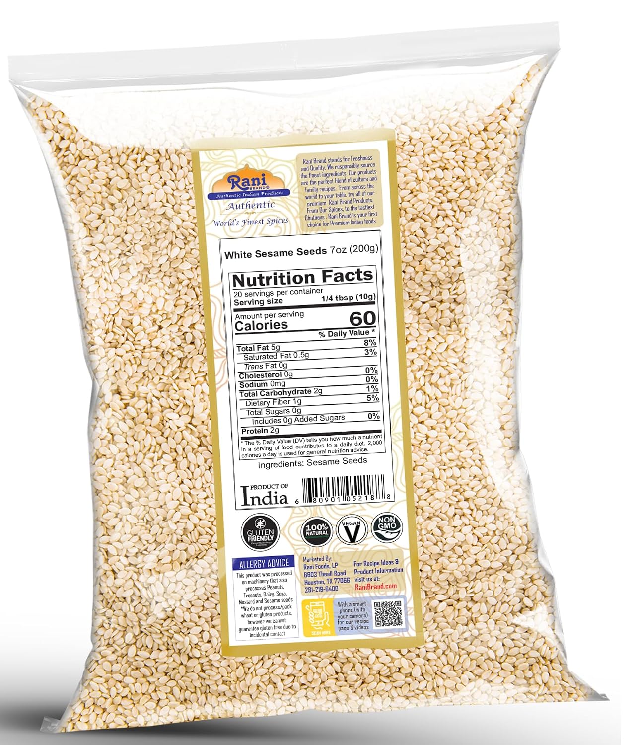 Rani Sesame Seeds Whole Brown, Raw (Till) 28oz (800gm) ~ All Natural | Gluten Friendly | NON-GMO | Vegan | Indian Origin