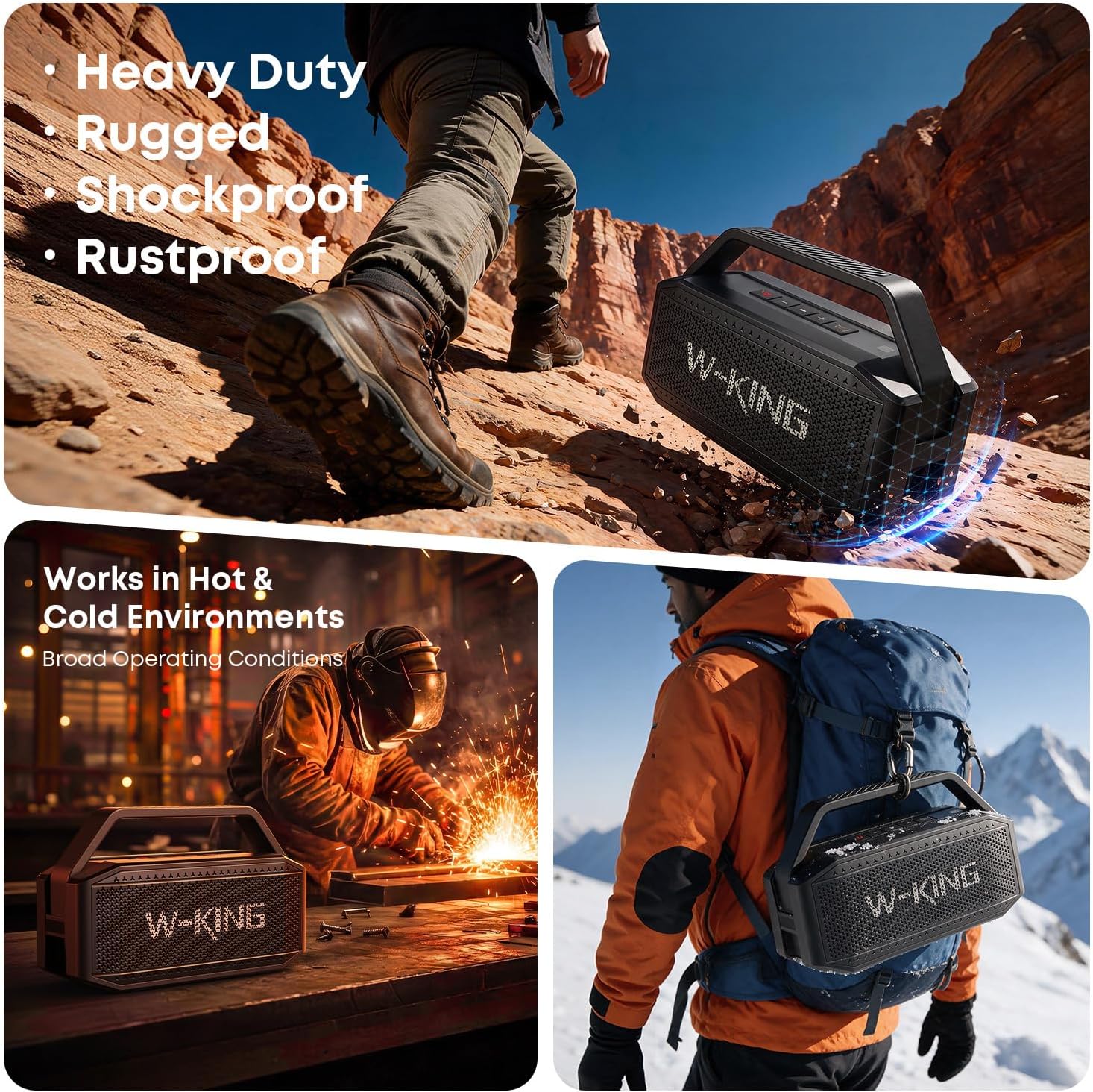 W-KING Bluetooth Speaker, 100W Peak Outdoor Portable Loud Speakers Wireless