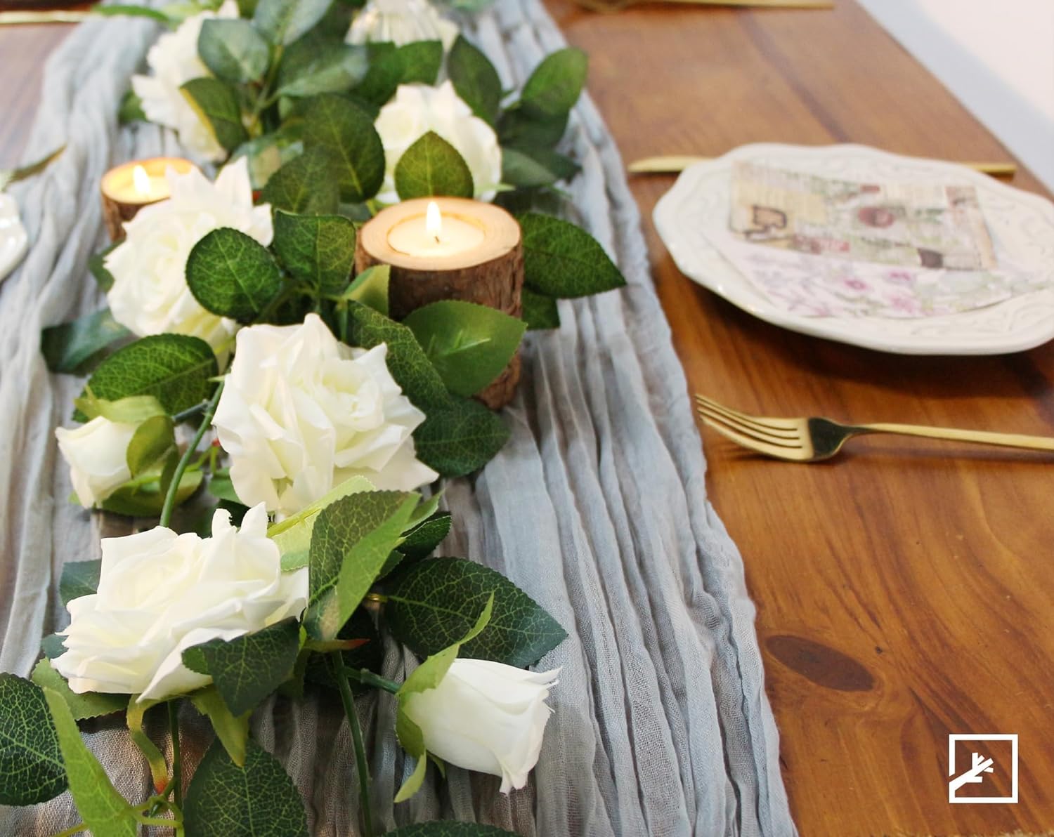ZIFTY 5Pcs 34FT Flower Garland White Artificial Rose Vine Wedding Decor