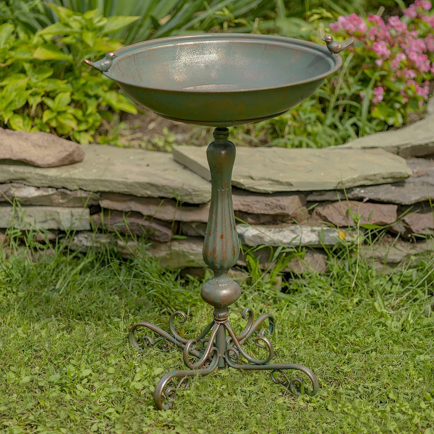 Zaer Ltd. Pedestal Style Birdbath (Blue)