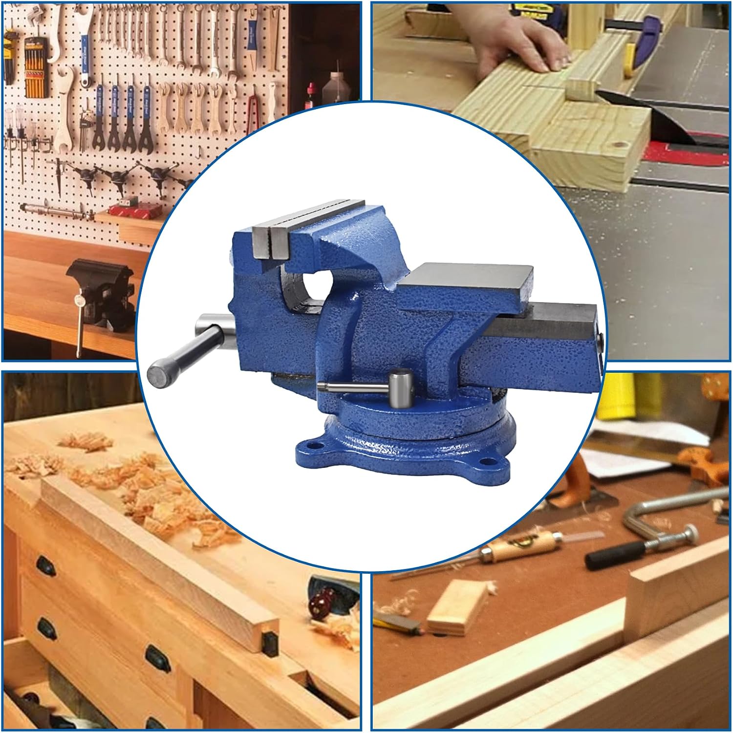 WFLNHB 6" Bench Vise Table Top Clamp Press Locking Swivel Base Heavy-Duty for Crafting Painting Sculpting Modeling Electronics Soldering Woodworking