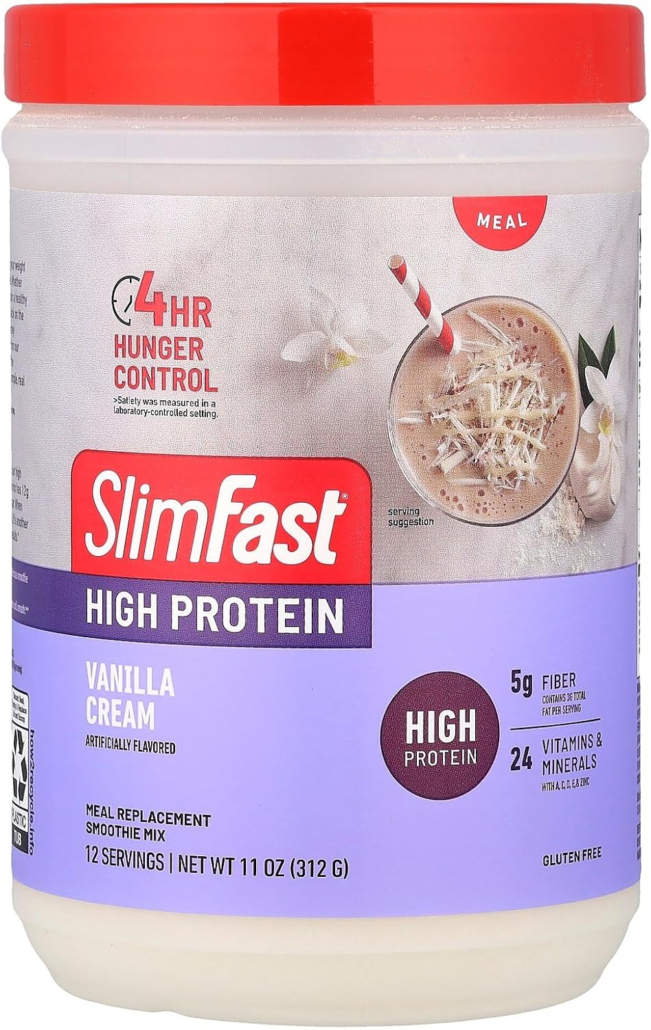 SlimFast Advanced Nutrition High Protein Meal Replacement Smoothie Mix, Vanilla Cream, Weight Loss Powder, 20g of Protein